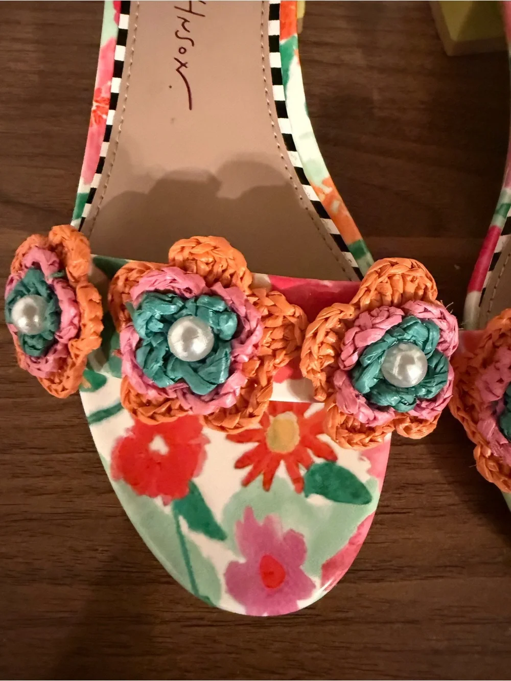Betsey Johnson kids Multi Floral Crochet Flower Ankle-Strap Heels